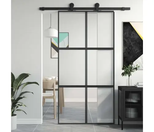 Liuguks, Must, 102,5 X 205 cm Karastatud Klaas Ja Alumiinium