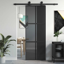 Stumdomos Durys, Juodos, 76X205cm Grūdintas Stiklas/Aliuminis