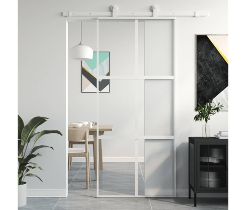 Bīdāmās Durvis, Baltas, 90X205 Cm, Rūdīts Stikls Un Alumīnijs Vidaxl