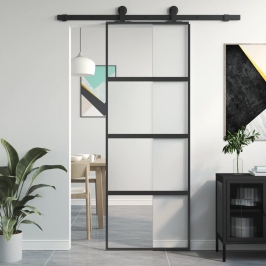 Lükanduks, Must, 76X205 cm Karastatud Klaas Ja Alumiinium