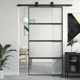 Liuguks, Must, 102,5 X 205 cm Karastatud Klaas Ja Alumiinium