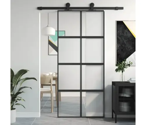 Stumdomos Durys, Juodos, 90X205cm Grūdintas Stiklas/Aliuminis