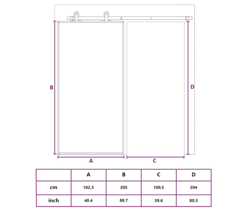 Stumdomos Durys, Juodos, 102,5X205cm Stiklas Ir Aliuminis