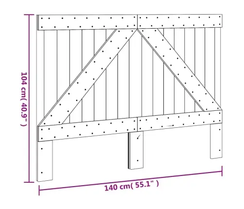 Gultas Galvgalis, 140X104 Cm, Priedes Masīvkoks Vidaxl