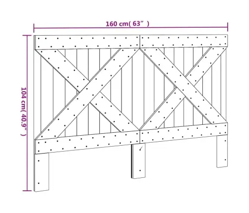 Galvgalis, 160X104 Cm, Priedes Masīvkoks Vidaxl