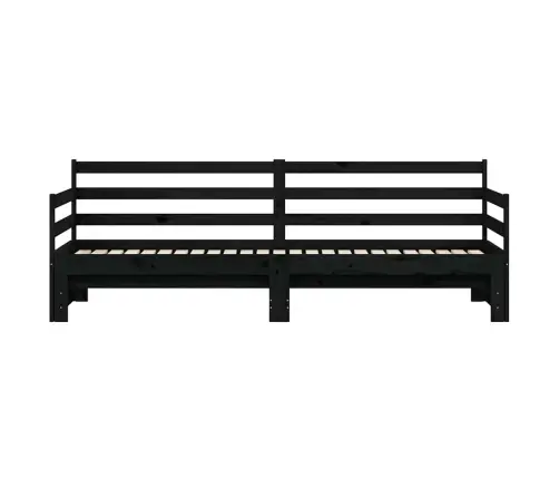 Päevavoodi Väljatõmmatava Osaga, Must, 90 X 200 cm Männipuit