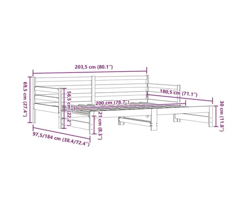 Izvelkams Dīvāns, 80X200 Cm, Priedes Masīvkoks Vidaxl