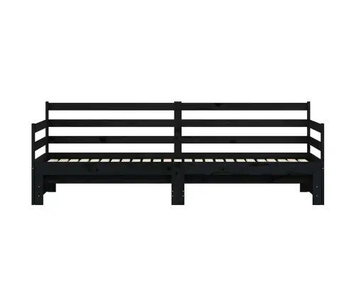 Päevavoodi Väljatõmmatava Osaga, Must, 80 X 200 cm Männipuit