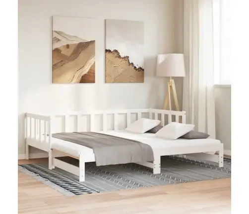 Izvelkams Dīvāns, Balts, 90X200 Cm, Priedes Masīvkoks Vidaxl