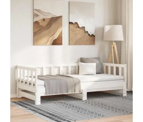 Izvelkams Dīvāns, Balts, 90X200 Cm, Priedes Masīvkoks Vidaxl