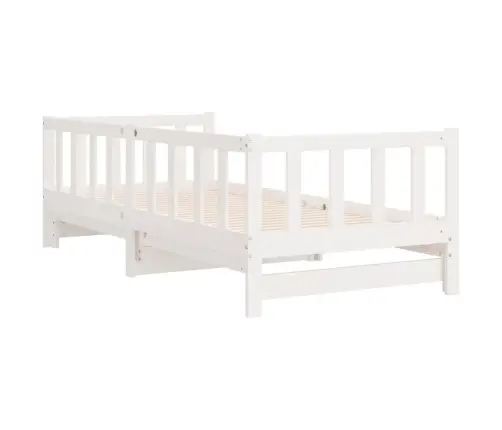 Lova Su Ištraukiama Dalimi, Balta, 80X200cm Pušies Masyvas