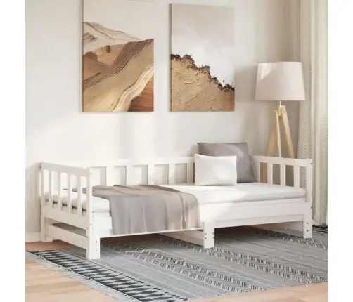 Izvelkams Dīvāns, Balts, 80X200 Cm, Priedes Masīvkoks Vidaxl