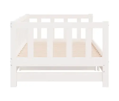 Päevavoodi Väljatõmmatava Osaga, Valge, 90 X 190 cm Männipuit