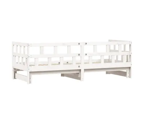 Päevavoodi Väljatõmmatava Osaga, Valge, 80 X 200 cm Männipuit