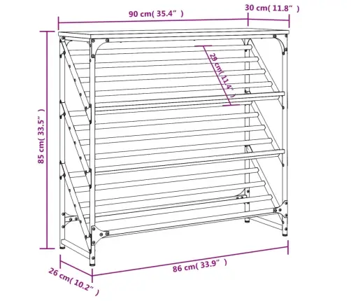 Apavu Plaukts, Ozolkoka Krāsa, 90X30X85 Cm, Inženierijas Koks Vidaxl