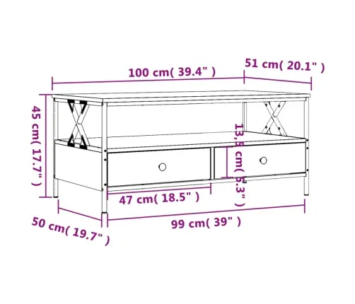 Kohvilaud, Suitsutatud Tamm, 100 X 51 X 45 cm Tehispuit Kohvilaud, Suitsutatud Tamm, 100 X 51 X 45 cm Tehispuit