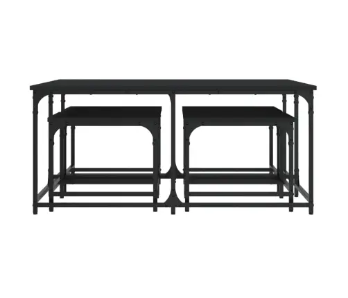 Kafijas Galdiņi, 5 Gab., Sabīdāmi, Melni, Inženierijas Koks Vidaxl