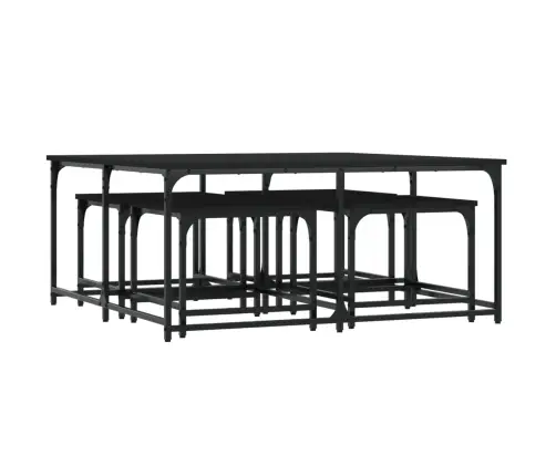 Kafijas Galdiņi, 5 Gab., Sabīdāmi, Melni, Inženierijas Koks Vidaxl