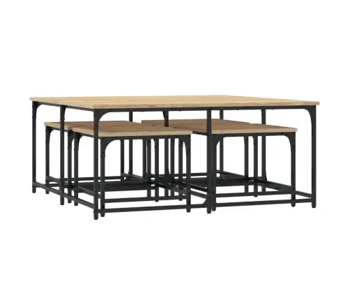 Kafijas Galdiņi, 5 Gab., Ozolkoka, Sabīdāmi, Inženierijas Koks Vidaxl