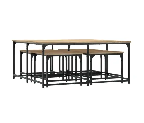 Kafijas Galdiņi, 5 Gab., Ozolkoka, Sabīdāmi, Inženierijas Koks Vidaxl