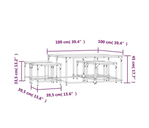 Kafijas Galdiņi, 5 Gab., Sabīdāmi, Ozola, Inženierijas Koks Vidaxl