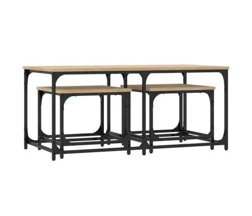 Kafijas Galdiņi, 3 Gab., Ozolkoka, Sabīdāmi, Inženierijas Koks Vidaxl