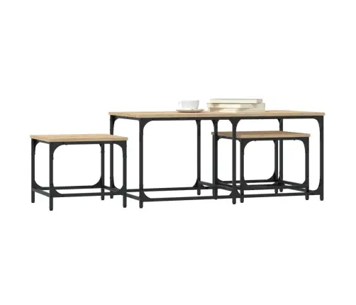 Kafijas Galdiņi, 3 Gab., Ozolkoka, Sabīdāmi, Inženierijas Koks Vidaxl