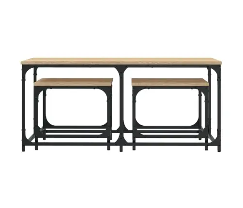 Kafijas Galdiņi, 3 Gab., Ozolkoka, Sabīdāmi, Inženierijas Koks Vidaxl