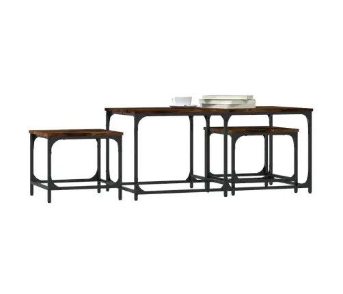 Kafijas Galdiņi, 3 Gab., Sabīdāmi, Brūni, Inženierijas Koks Vidaxl