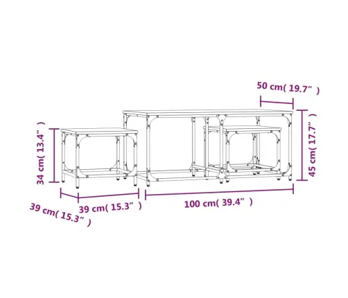 Kafijas Galdiņi, 3 Gab., Sabīdāmi, Brūni, Inženierijas Koks Vidaxl