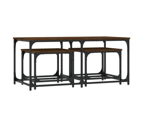 Kafijas Galdiņi, 3 Gab., Sabīdāmi, Brūni, Inženierijas Koks Vidaxl