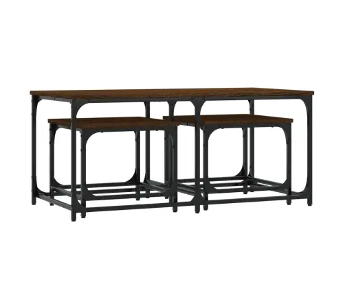 Kafijas Galdiņi, 3 Gab., Sabīdāmi, Brūni, Inženierijas Koks Vidaxl