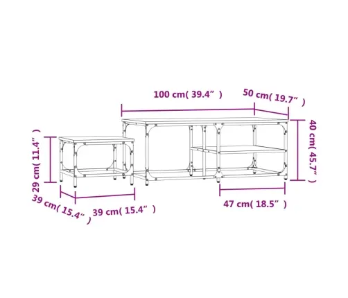 Kafijas Galdiņi, 2 Gab., Sabīdāmi, Inženierijas Koks Vidaxl