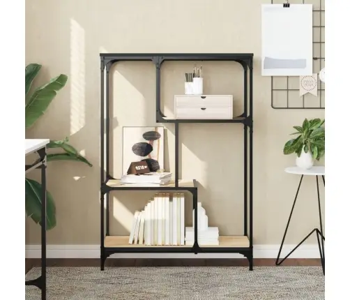 Grāmatplaukts, Ozola, 81X36X115 Cm, Inženierijas Koks, Tērauds Vidaxl