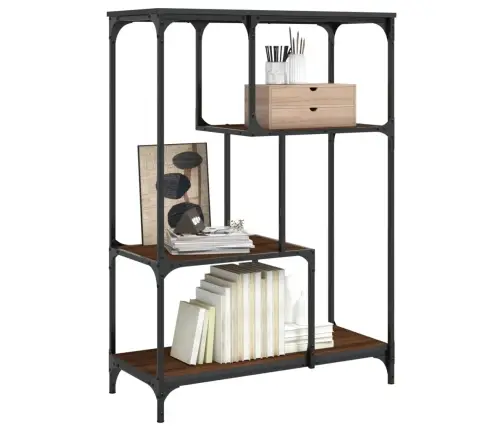 Knygų Lentyna, Ruda Ąžuolo, 81X36X115cm Mediena Ir Plienas