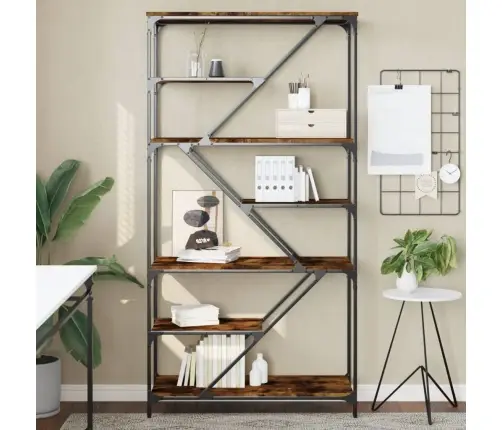 Grāmatplaukts, 91X36X176 Cm, Inženierijas Koks, Tērauds Vidaxl