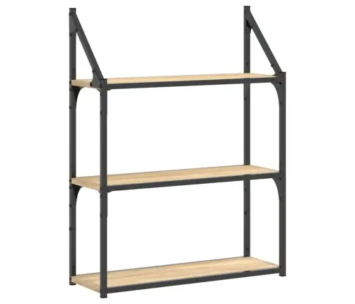 3-Līmeņu Sienas Plaukts, Ozola, 60X21X78,5Cm, Inženierijas Koks Vidaxl