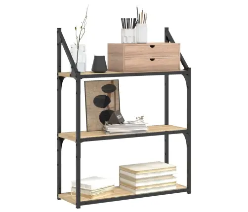 3-Līmeņu Sienas Plaukts, Ozola, 60X21X78,5Cm, Inženierijas Koks Vidaxl