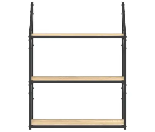 3-Līmeņu Sienas Plaukts, Ozola, 60X21X78,5Cm, Inženierijas Koks Vidaxl