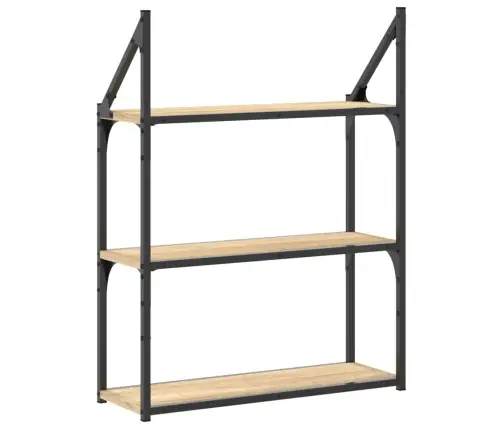 3-Līmeņu Sienas Plaukts, Ozola, 60X21X78,5Cm, Inženierijas Koks Vidaxl