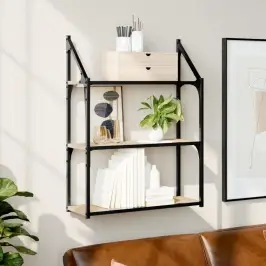 3-Līmeņu Sienas Plaukts, Ozola, 60X21X78,5Cm, Inženierijas Koks Vidaxl