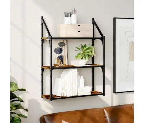 3-Korruseline Seinariiul, Suitsutamm, 60X21X78,5 cm Tehispuit