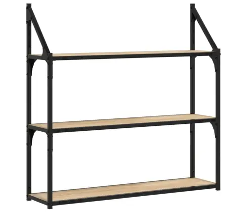 3-Līmeņu Sienas Plaukts, 80X21X78,5 Cm, Inženierijas Koks Vidaxl