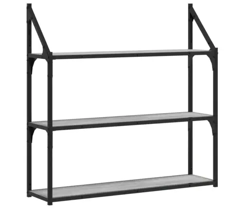 Sieninė Lentyna, 3 Aukštų, Pilka, 80X21X78,5cm Mediena