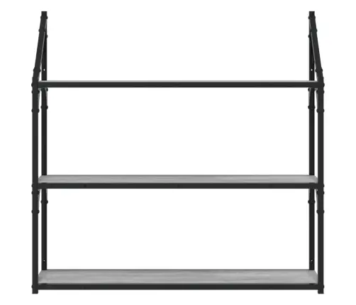 Sieninė Lentyna, 3 Aukštų, Pilka, 80X21X78,5cm Mediena