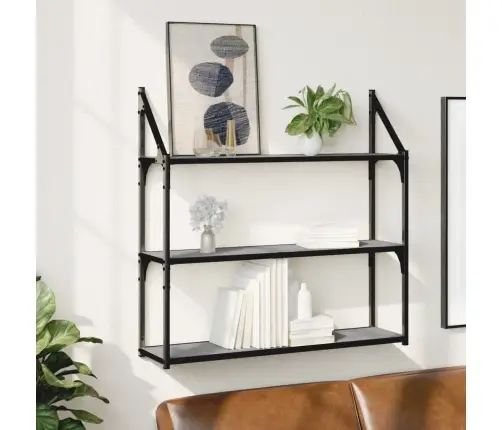 Sieninė Lentyna, 3 Aukštų, Pilka, 80X21X78,5cm Mediena