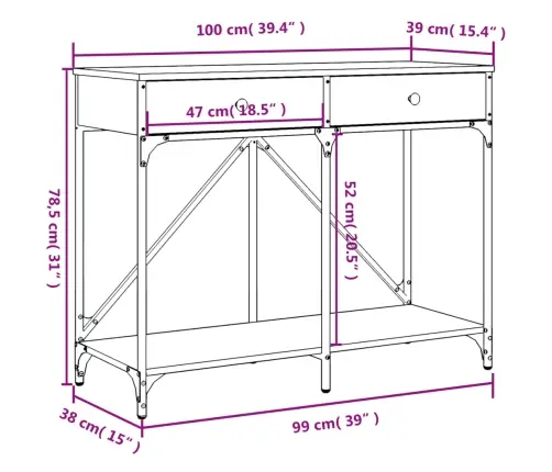 Konsoles Galdiņš, Melns, 100X39X78,5 Cm, Inženierijas Koks Vidaxl