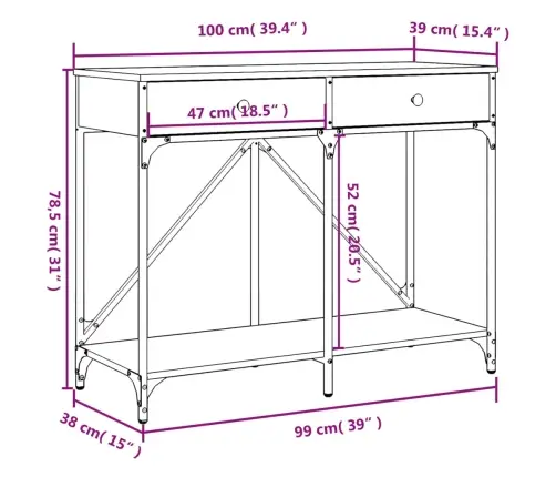 Konsoles Galdiņš, Brūns, 100X39X78,5 Cm, Inženierijas Koks Vidaxl