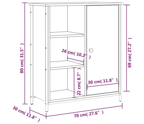 Skapītis, Ozolkoka Krāsa, 70X30X80 Cm, Inženierijas Koks Vidaxl