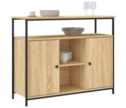 Komoda, Sonoma Ąžuolo Spalvos, 100X35X80cm Inžinerinė Mediena